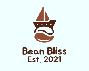 Brown Coffee Bean Boat logo design