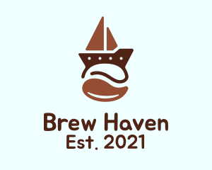 Brown Coffee Bean Boat logo design