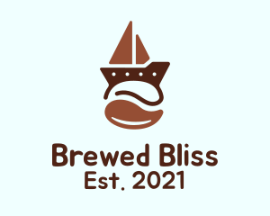 Brown Coffee Bean Boat logo design