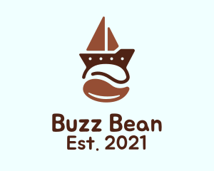 Brown Coffee Bean Boat logo design