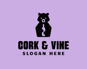 Bear Winery Bottle logo design