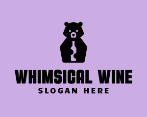 Bear Winery Bottle logo design