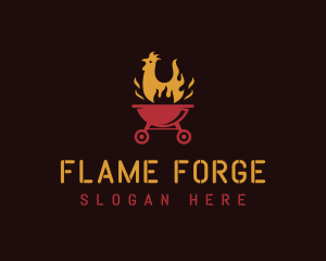 Flaming Chicken Grill logo design