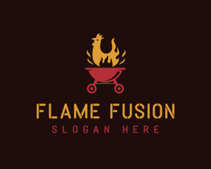 Flaming Chicken Grill logo design