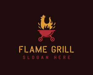 Flaming Chicken Grill logo design