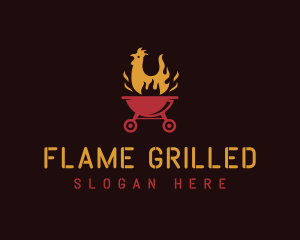 Flaming Chicken Grill logo design