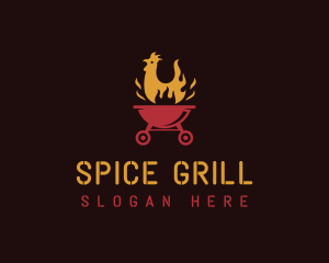 Flaming Chicken Grill logo design