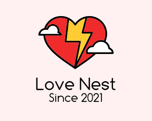 Heart Electric Bolt  logo design