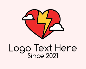 Affection - Heart Electric Bolt logo design