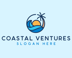 Beach Water Wave logo design