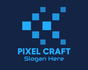 Blue Digital Tech Pixels logo design