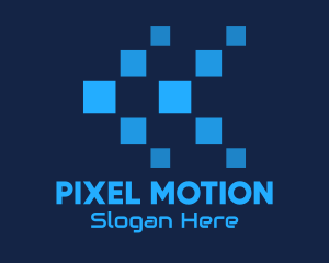 Blue Digital Tech Pixels logo design