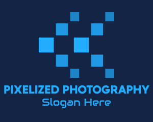 Blue Digital Tech Pixels logo design