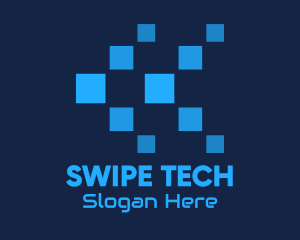 Blue Digital Tech Pixels logo design