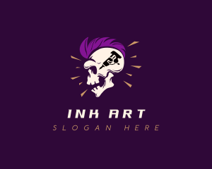 Tattoo Head Skull logo design