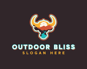 Outdoor Camping Bison logo design