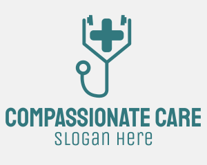 Medical Cross Stethoscope Logo