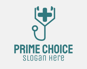 Medical Cross Stethoscope logo design