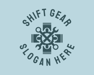 Wrench Gear Piston Engineer logo design