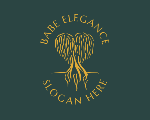 Elegant Golden Eco Tree  logo design