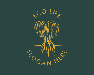 Elegant Golden Eco Tree  logo design