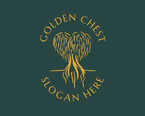 Elegant Golden Eco Tree  logo design