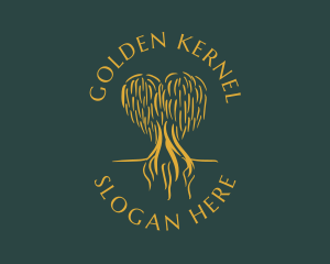 Elegant Golden Eco Tree  logo design