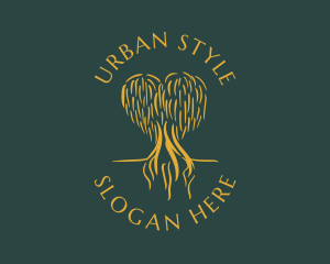 Elegant Golden Eco Tree  logo