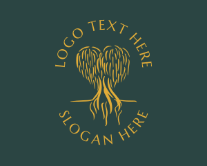 Elegant Golden Eco Tree  logo