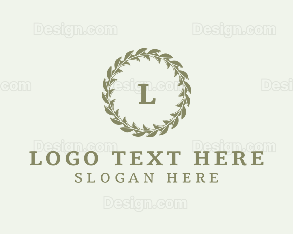 Organic Natural Circle Wreath Logo