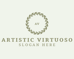 Organic Natural Circle Wreath  logo design