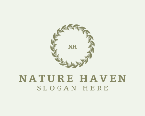 Organic Natural Circle Wreath  logo design