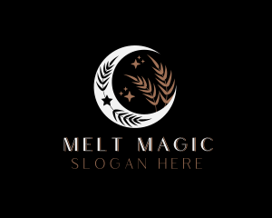 Mystic Moon Leaf logo design