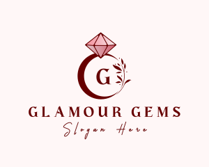 Leaf Diamond Ring logo design