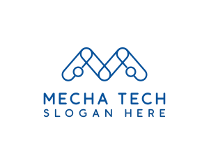 Blue Tech M logo design