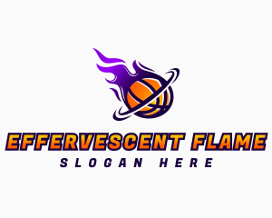 Flaming Basketball Hoop logo design