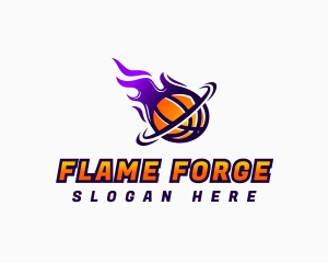 Flaming Basketball Hoop logo design