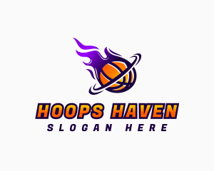 Flaming Basketball Hoop logo design