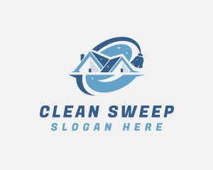 House Cleaning Janitorial Broom logo design