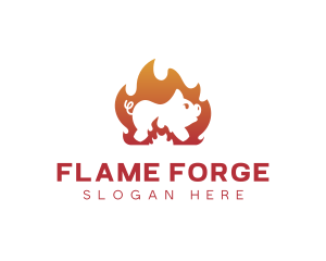 Fire Cooking Roast Pig logo design