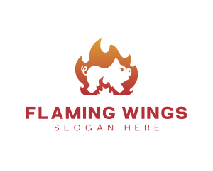 Fire Cooking Roast Pig logo design