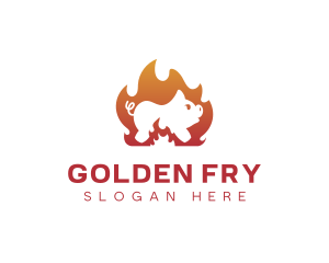 Fire Cooking Roast Pig logo design