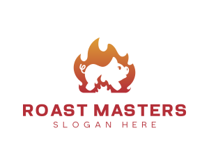 Fire Cooking Roast Pig logo design