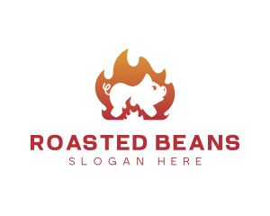 Fire Cooking Roast Pig logo design