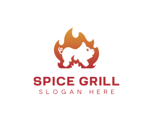 Fire Cooking Roast Pig logo design