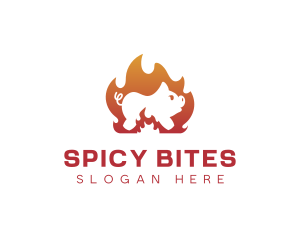 Fire Cooking Roast Pig logo design