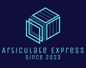 Technology Blue Cubic Construction  logo design