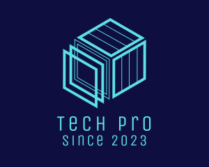 Technology Blue Cubic Construction  logo