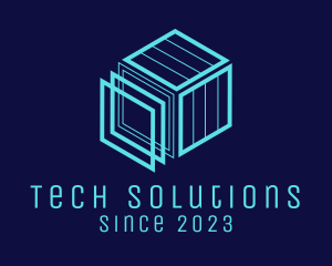 Technology Blue Cubic Construction  logo