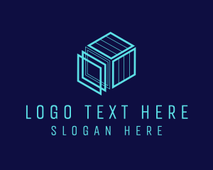 Technology Blue Cubic Construction  logo